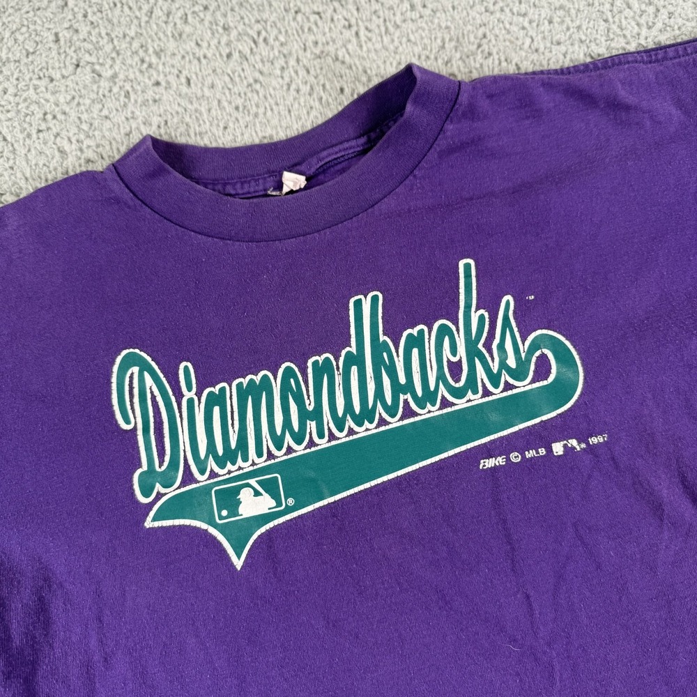 Vintage Arizona Diamondbacks T Shirt Mens Large Purple 90s Short Sleeve Logo